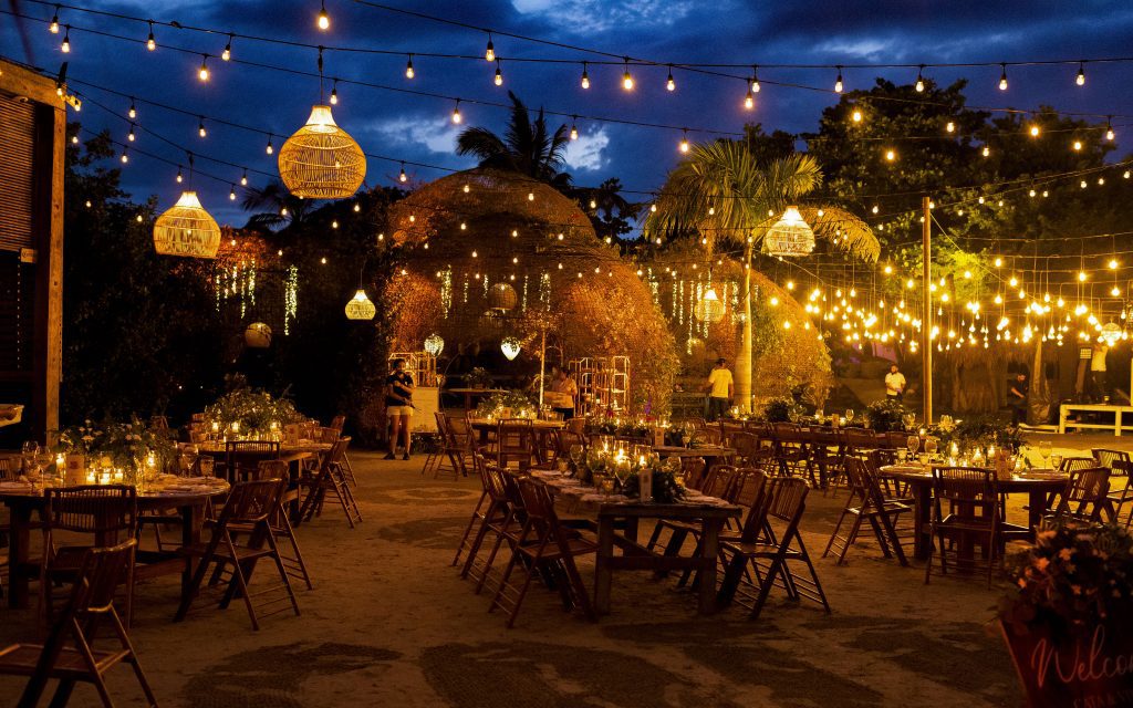 Night wedding on the beach