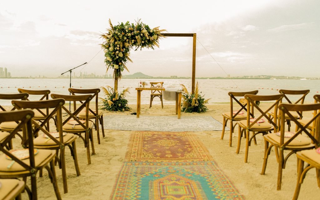 Aisle for wedding on the beach