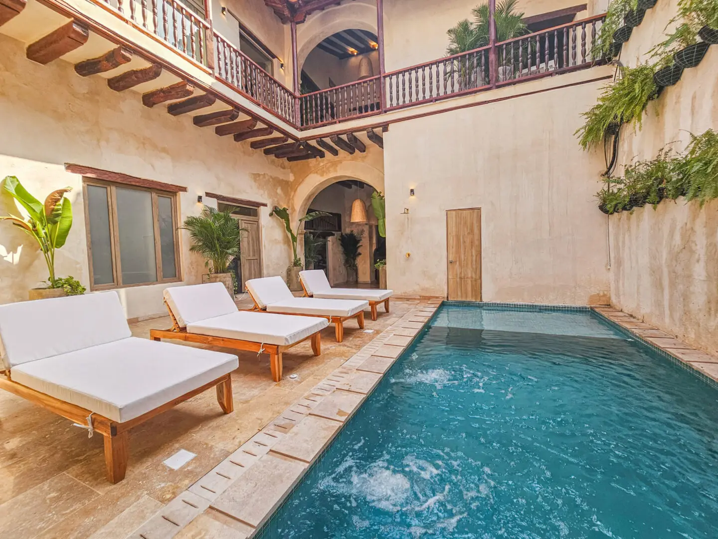 Central courtyard swimming pool at Casa Mantilla Cartagena