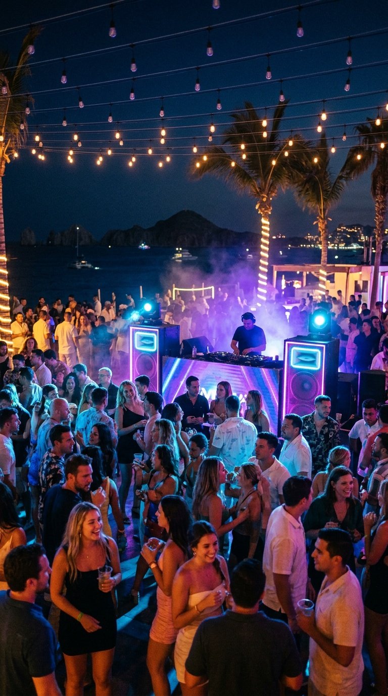 Luxury dining and nightlife experience in Cabo San Lucas with oceanfront restaurants and vibrant evening entertainment