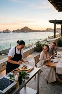 Private chef preparing a luxury in-villa dining experience in Cabo San Lucas