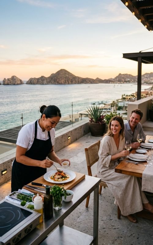Private chef preparing a luxury in-villa dining experience in Cabo San Lucas